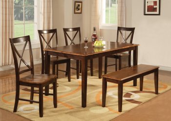 Two-Tone Finish Modern 6Pc Dining Set w/Chairs & Bench [WDDS-40196]