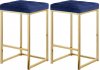 Nicola Counter Stool 906 Set of 2 Navy Velvet Fabric -Meridian