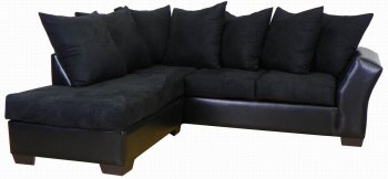 Black Fabric & Bicast Modern Sectional Sofa [PMSS-316-Black]