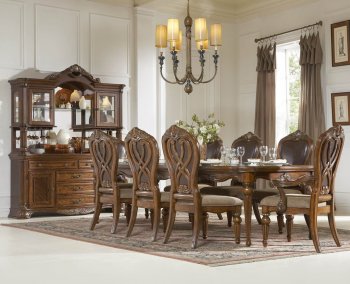 Caramel Finish Classic Dining Room Table w/Optional Items [HEDS-1437 Golden Eagle]