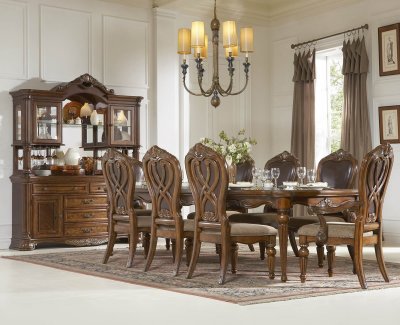 Caramel Finish Classic Dining Room Table w/Optional Items