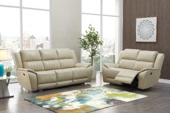 UM014 Power Motion Sofa Beige Leather Gel by Global w/Options [GFS-UM014 Beige]