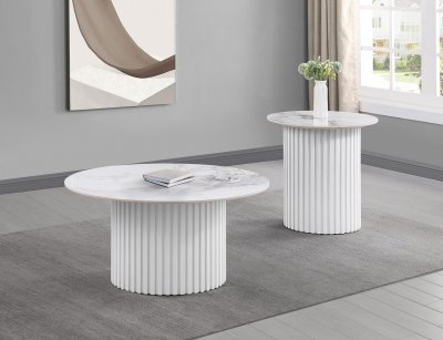 Rowena Coffee Table 3Pc Set 708338 in White by Coaster