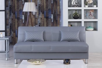 Eco Rest Sofa Bed in Zen Gray Leatherette by Casamode [CMSB-Eco-Rest-Zen-Gray]