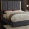 Becca Bed in Grey Velvet Fabric by Meridian w/Options