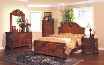 Traditional Style Walnut Finish Bedroom [AMBS-51-1290]