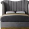 Flora Upholstered Bed in Grey Velvet Fabric by Meridian