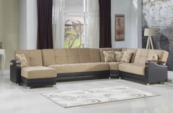 Luna Fulya L. Brown U-Shape Sectional Sofa w/Chaise by Bellona [IKSS-Luna Fulya L. Brown C]