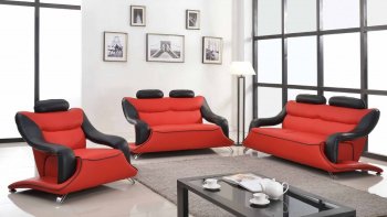 7961 Sofa in Red & Black Faux Leather w/Options [EGS-7961]