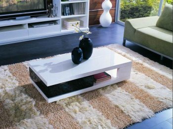 White & Black Finish Modern Coffee Table w/Rotating Drawer [VGCT-5010]