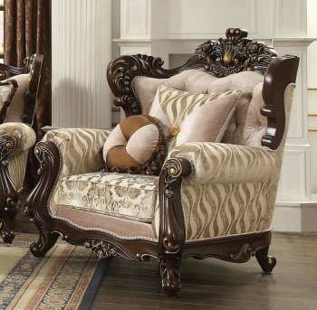 Shalisa Chair 51052 in Beige Fabric & Walnut by Acme w/Options [AMAC-KD51052 Shalisa]