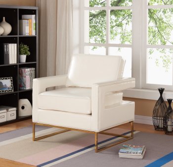 Amelia Accent Chair 512 in White Bonded Leather by Meridian [MRCC-512White-Amelia]