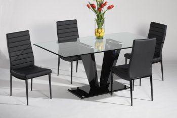 Glass Top & Black Gloss Base Dining Table w/Optional Chairs [CYDS-VICTORIA-DT]