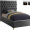 Cruz Bed in Grey Velvet Fabric by Meridian w/Options