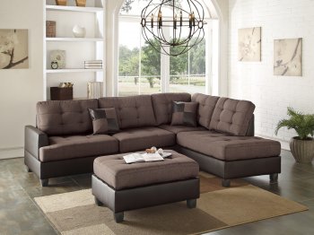 F6857 Sectional Sofa 3Pc in Chocolate Fabric by Boss [PXSS-F6857]