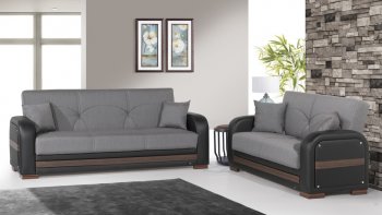 Sacura Sofa Bed in Grey Fabric by Rain w/Optional Items [RNSB-Sacura Grey]