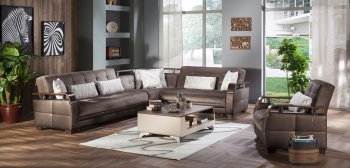 Natural Prestige Brown Sectional Sofa by Istikbal w/Options [IKSS-Natural Prestige Brown]