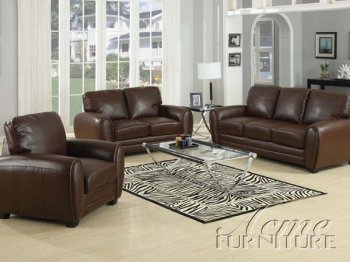 Brown Bonded Leather Modern Sofa & Loveseat Set w/Options [AMS-15240A-Amber]