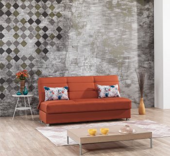 Romano Sofa Bed in Orange Fabric by Casamode [CMSB-Romano Orange]