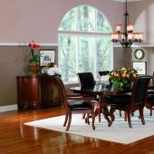 Cherry Finish Formal Elegant Dining Set With Leather Seats