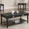 Black Satin Finish Classic 3Pc Coffee Table Set w/Shelves