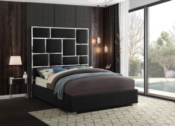 Milan Bed in Black Faux Leather by Meridian w/Options [MRB-Milan Black]