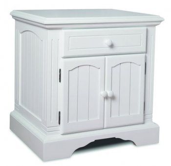 Satin White Finish Modern Nightstand With Two-Door Cabinet [LSNS-750]