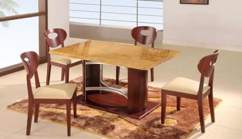 Beige Faux Marble Top Contemporary Dinette Table W/Mahogany Base [GFDS-6010DT Beige]