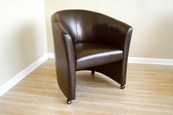 Dark Brown Finish Leather Upholstery Modern Club Chair [WICC-A-131-J001-Dark Brown]