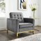 Loft Sofa in Gray Velvet Fabric by Modway w/Options