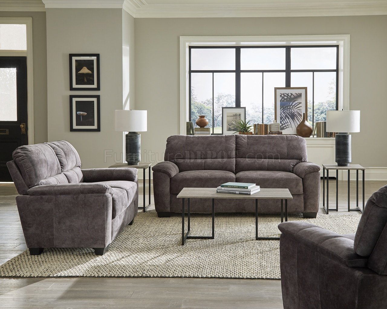 Hartsook Sofa & Loveseat 509751 in Charcoal by Coaster w/Options - Click Image to Close