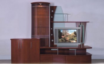 Contemporary Cherry Finish Wall Entertainment Unit [EFTV-A2-046 Cherry]