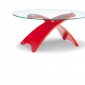 Red Modern Artistic Coffee Table W/Clear Glass Top