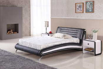 Kiro Bed Black & White Leatherette by American Eagle [AEBS-Kiro Black White]