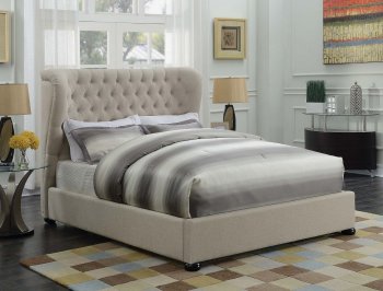 Newburgh Upholstered Bed 300744 in Beige Fabric by Coaster [CRB-300744-Newburgh]