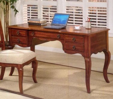 Cherry Finish Elegant 5 Drawer Desk