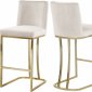 Heidi Counter Stool 777 Set of 2 Cream Velvet Fabric by Meridian