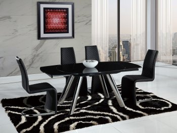 D2320 Dining Table by Global w/Black Glass Top & Optional Chairs [GFDS-D2320DT-D6671DC-BL]