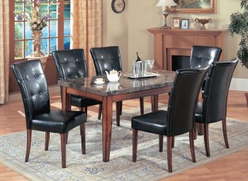 Faux Marble Top Modern 7Pc Dining Set w/Leatherette Chairs [YTDS-CR4270-Crescent]