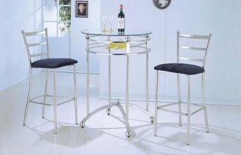 Metal Base Bar Table With Beveled Glass Top [AMBF-213-7995]