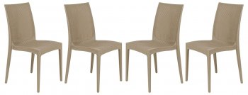 Weave Set of 4 Indoor/Outdoor Chairs MC19TP - Taupe - LeisureMod [LMDC-MC19TP-Weave Taupe]