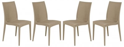 Weave Set of 4 Indoor/Outdoor Chairs MC19TP - Taupe - LeisureMod