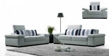 Light Grey Fabric Modern 3Pc Sofa Set w/Striped Pillows [VGS-MB1013]