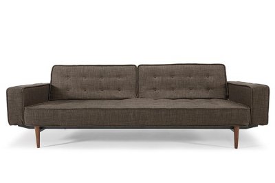 Begum Dark Brown or Sand Fabric Modern Sofa Bed w/Walnut Legs