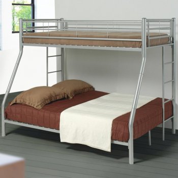 Modern Silver Color Metal Twin Over Full Bunk Bed [CRKB-460062S]