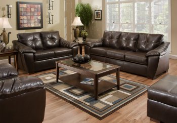 Mahogany Bonded Leather Modern Sofa & Loveseat Set w/Options [AFS-1250-Mahogany]