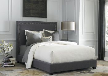 150-BR Upholstered Panel Bed in Dark Grey Fabric by Liberty [LFB-150-BR 350-BR]