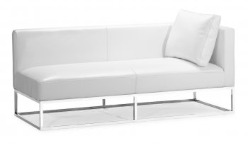 White Bycast Leather Contemporary Bench with One side Armrest [ZMB-Atom white]