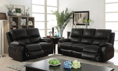 Nena Motion Sofa CM6438 in Black Leather Match w/Options