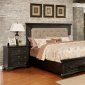 Roisin CM7578 Bedroom in Wire-Brushed Black w/Fabric Headboard